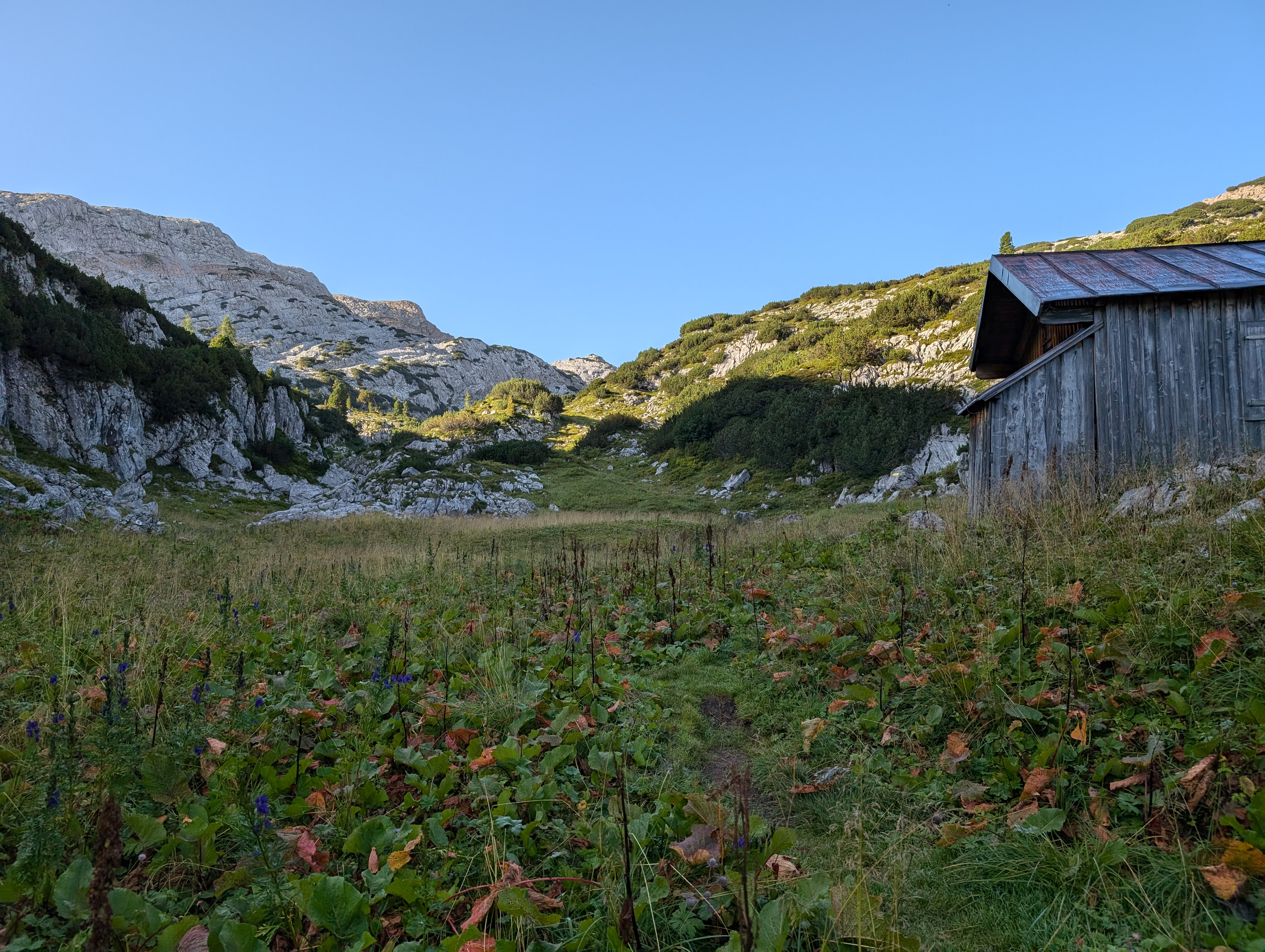 Blick von der Viehkogelhütte auf unseren Brotzeitplatz